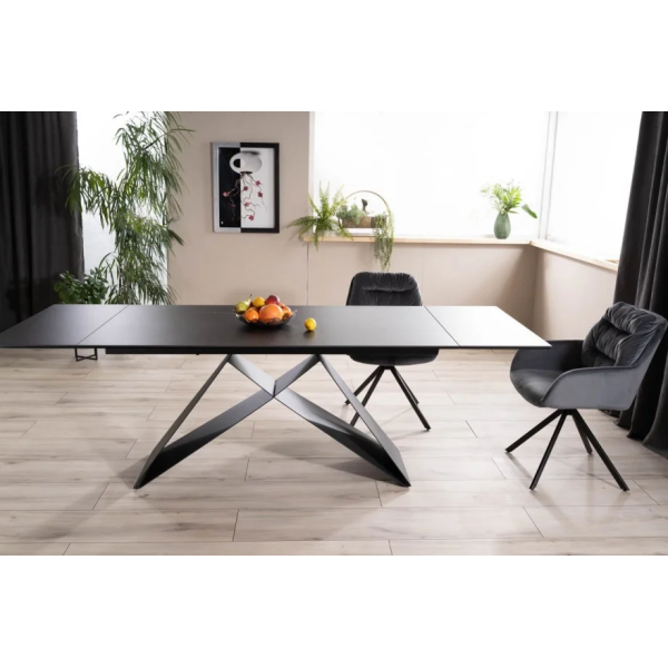 Стол обеденный раскладной WESTIN CERAMIC 160(240)*90 черный SAHARA NOIR/черный мат WESTINCCC160 Signal