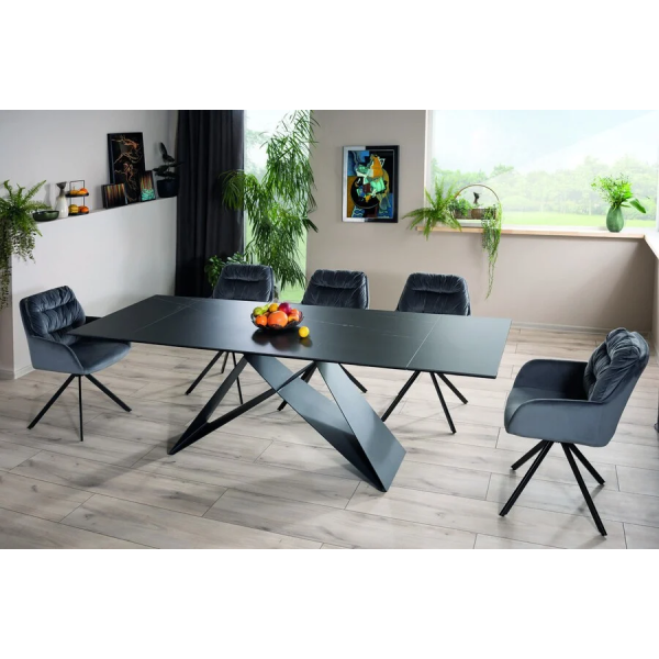 Стол обеденный раскладной WESTIN CERAMIC 160(240)*90 черный SAHARA NOIR/черный мат WESTINCCC160 Signal