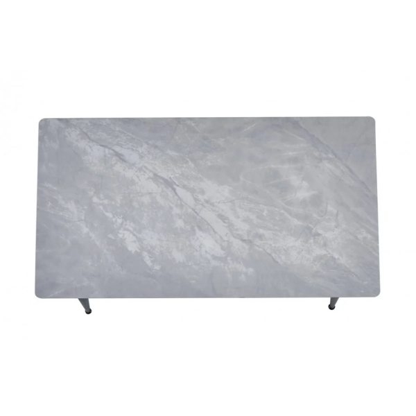 Стол обеденный SABA CERAMIC 130*70 серый глянец / черный каркас Intarsio