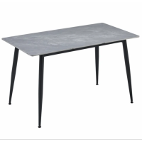 Стол обеденный SABA CERAMIC 130*70 серый глянец / черный каркас Intarsio