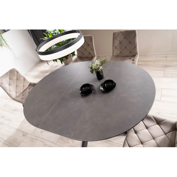 Стол обеденный раскладной PORTO CERAMIC 120(160)*120 тем.серый эффект мрамора/черный мат PORTOCC120 Signal