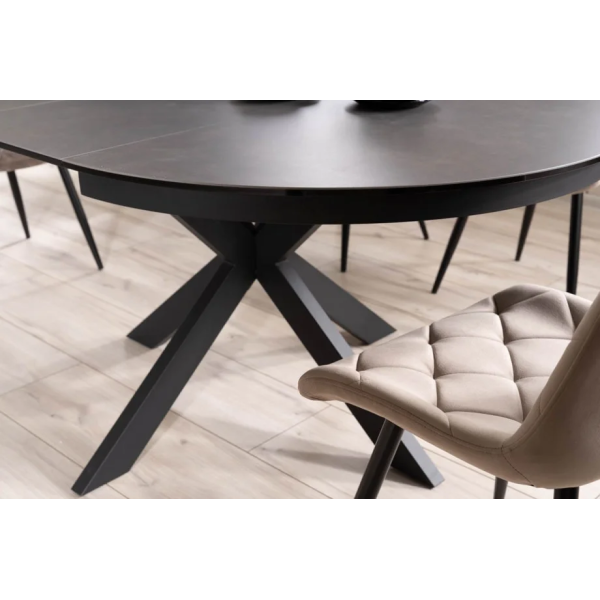 Стол обеденный раскладной PORTO CERAMIC 120(160)*120 тем.серый эффект мрамора/черный мат PORTOCC120 Signal