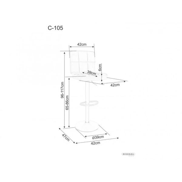 Барный стул C105 VELVET черный каркас / серый BLUVEL 14 C105VCSZ Signal