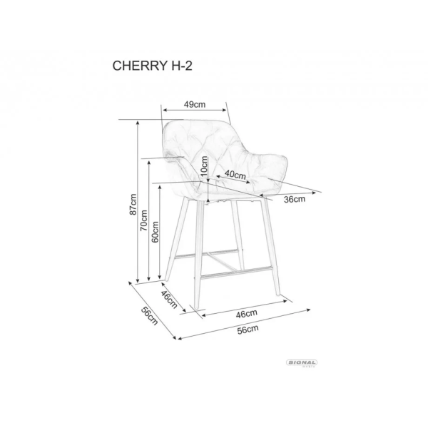 Полубарный стул CHERRY H-2 VELVET черный каркас / черный CHERRYH2CC Signal