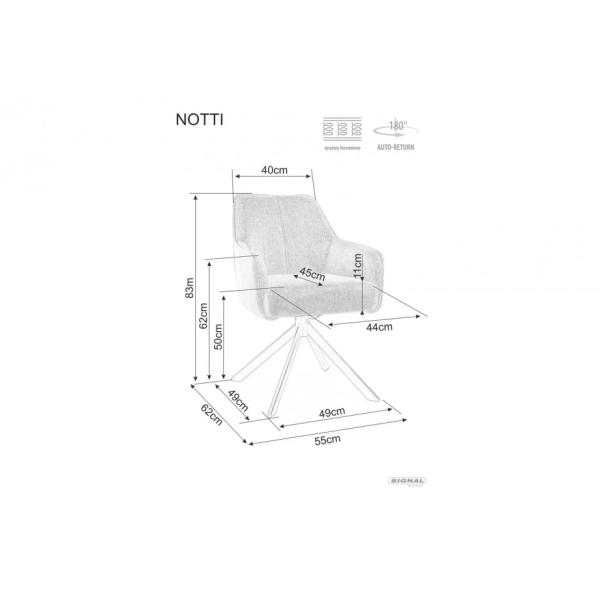 Кресло NOTTI BREGO Черный каркас / Серый 18 NOTTIBRCCSZ Signal