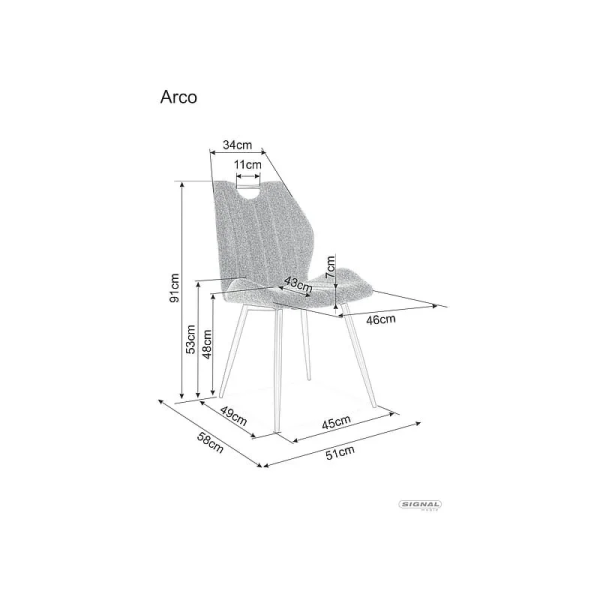 Стул кухонный ARCO VELVET черный каркас/циномон 4215 ARCOVCCY Signal