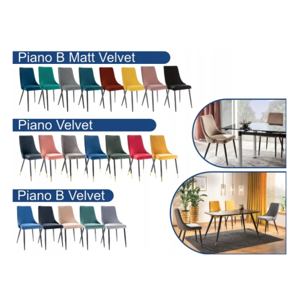 Стул PIANO B VELVET черный каркас / беж BLUVEL 28 PIANOBVCBE Signal