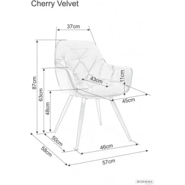 Кресло Cherry Velvet Серый / Черный CHERRYVCSZ Signal
