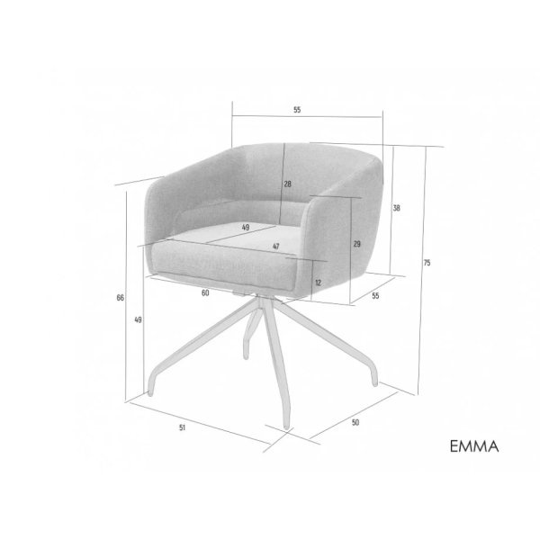 Стул с оборотом на 180º EMMA Черный каркас / Бежевая ткань Intarsio