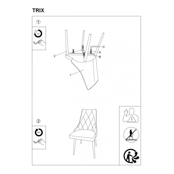 Стул Trix B Velvet Серый / Черный TRIXBVCSZ Signal