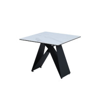 Кофейный стол "Бруно" белый мрамор + черный Vetro Mebel