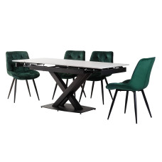 Керамічний стіл TML-817-1 білий мармур + чорний Vetro Mebel