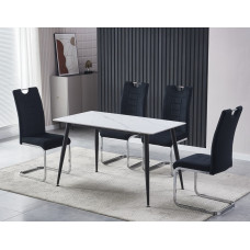 Обідній керамічний стіл TM-100 білий мармур + чорний Vetro Mebel