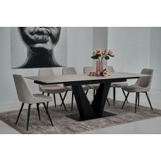 Керамічний стіл Алонцо TML-955 крема делікато + чорний Vetro Mebel