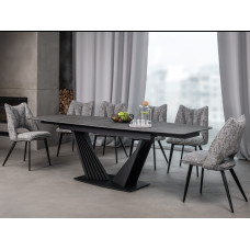 Керамический стол Феличе TML-1000 грей шторм + черный Vetro Mebel