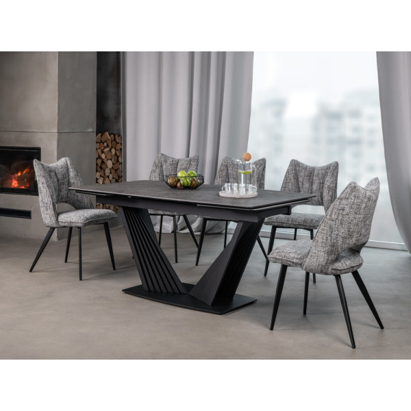 Керамический стол Феличе TML-1000 грей шторм + черный Vetro Mebel