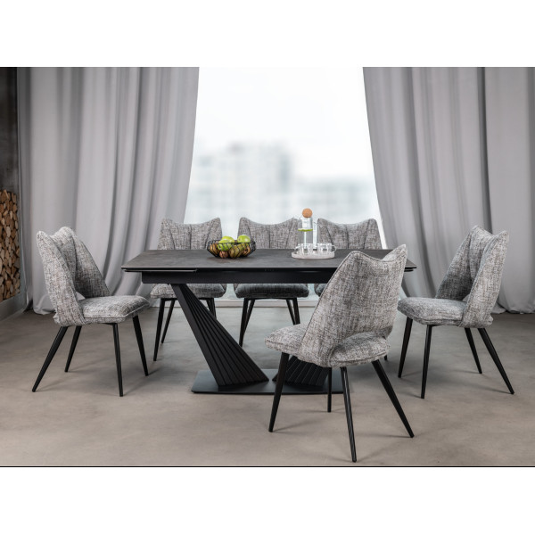 Керамический стол Феличе TML-1000 грей шторм + черный Vetro Mebel