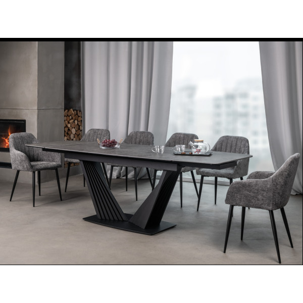 Керамический стол Феличе TML-1000 грей шторм + черный Vetro Mebel