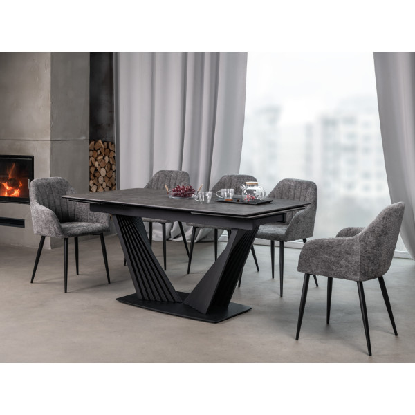 Керамический стол Феличе TML-1000 грей шторм + черный Vetro Mebel