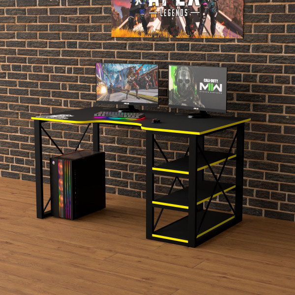 Геймерський стіл LOFT-15 чорно-жовтий Rasin