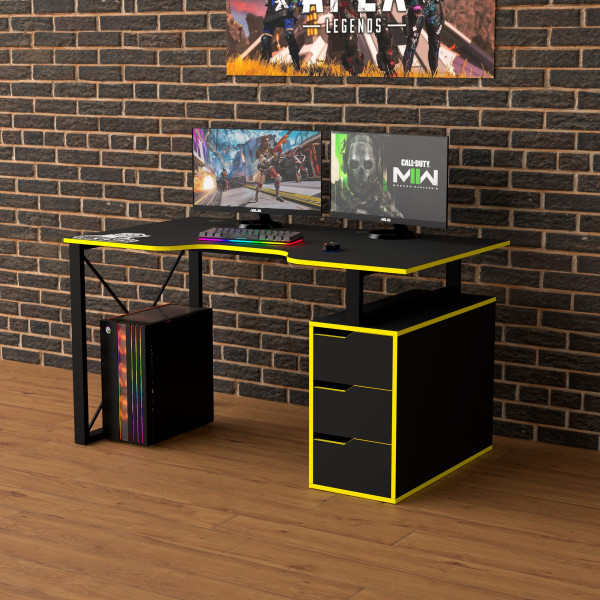 Геймерський стіл LOFT-18 чорно-жовтий Rasin