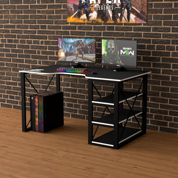 Геймерський стіл LOFT-15 чорний-білий Rasin