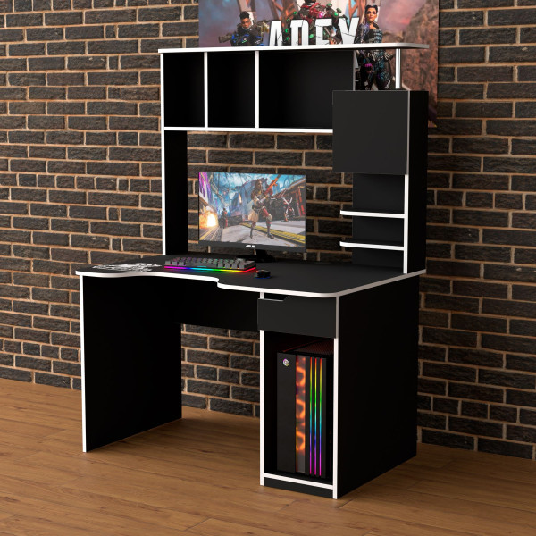 Геймерський стіл LOFT-12 чорно-білий Rasin