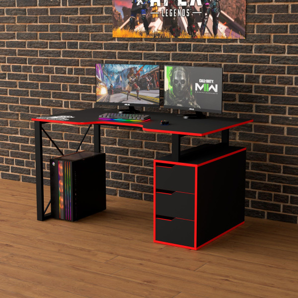 Геймерський стіл LOFT-18 чорно-червоний Rasin