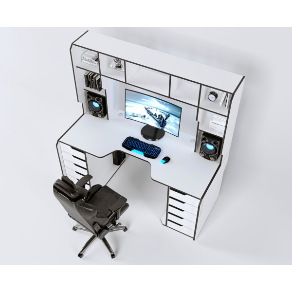 Геймерский стол Viking-3M (1800x800/850 мм), белый-черный Zeus-Game