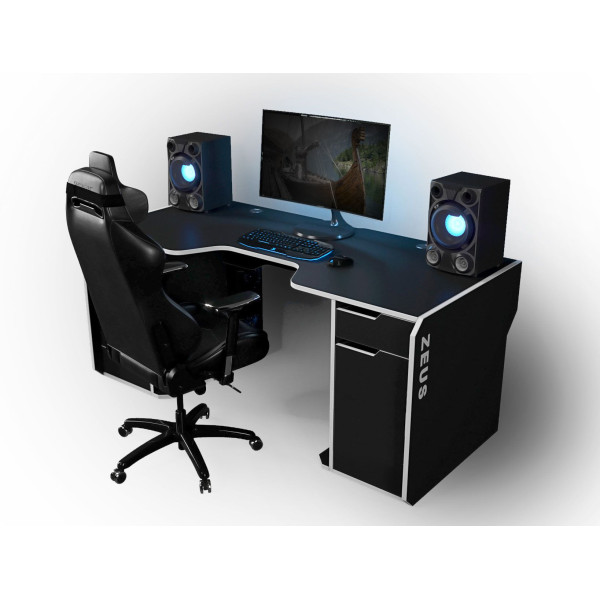 Геймерский стол Viking-2L, (1800x870/920 мм), черный-белый Zeus-Game