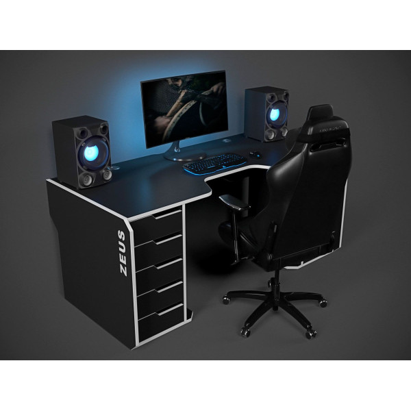 Геймерський стіл Viking-1S (1600x850 мм чорний-білий Zeus-Game
