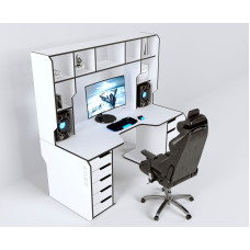 Геймерский стол Viking-4S (1600x800/850 мм) белый-черный Zeus-Game