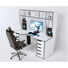 Геймерский стол Viking-3M (1800x800/850 мм), белый-черный Zeus-Game