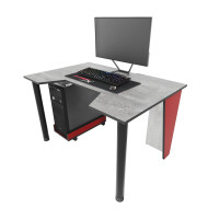 Геймерский стол GAMER-1 бетон-красные бока Zeus-Game