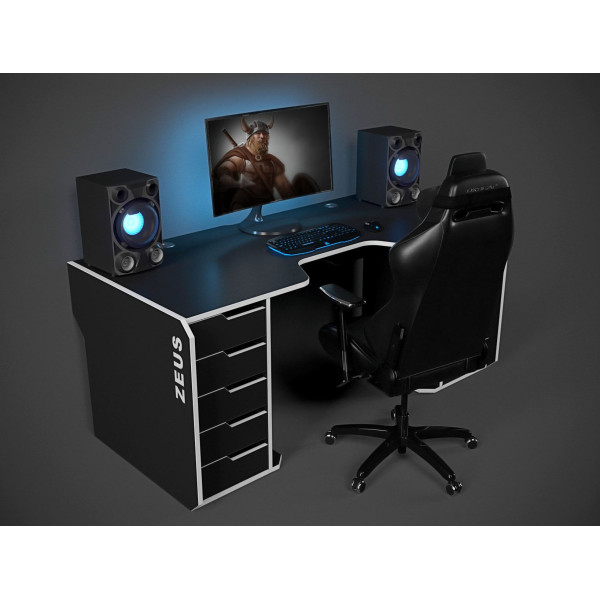 Геймерский стол Viking-2L, (1800x870/920 мм), черный-белый Zeus-Game