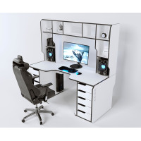 Геймерский стол Viking-3S, (1600x800/850 мм), черный-белый Zeus-Game