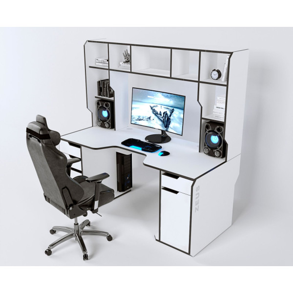 Геймерський стіл Viking-4S (1600x800/850 мм) білий-чорний Zeus-Game