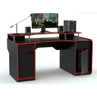 Геймерський стіл Viking-5S, (1800x870/920 мм), чорний-червоний Zeus-Game