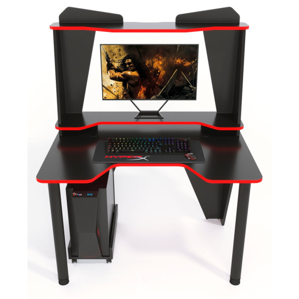 Стіл IVAR-2 (1200 мм), чорний-червоний Zeus-Game