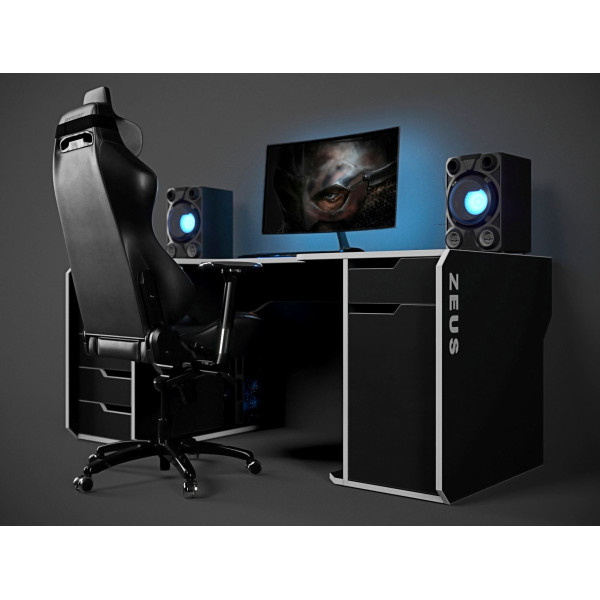 Геймерський стіл Viking-2S, (1600x800/850 мм), чорний-білий Zeus-Game