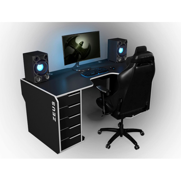 Геймерський стіл Viking-2S, (1600x800/850 мм), чорний-білий Zeus-Game