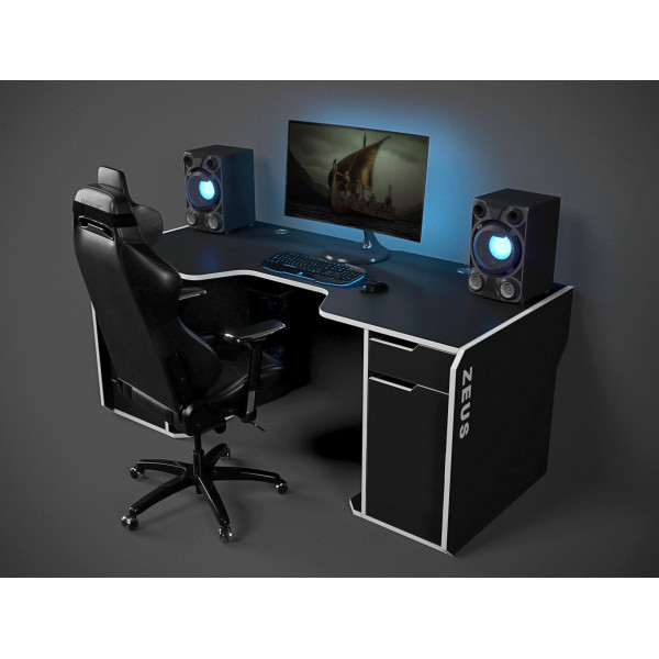 Геймерський стіл Viking-2S, (1600x800/850 мм), чорний-білий Zeus-Game