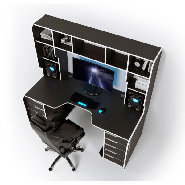 Геймерський стіл Viking-3L, (1800x870/920 мм), чорний-білий Zeus-Game