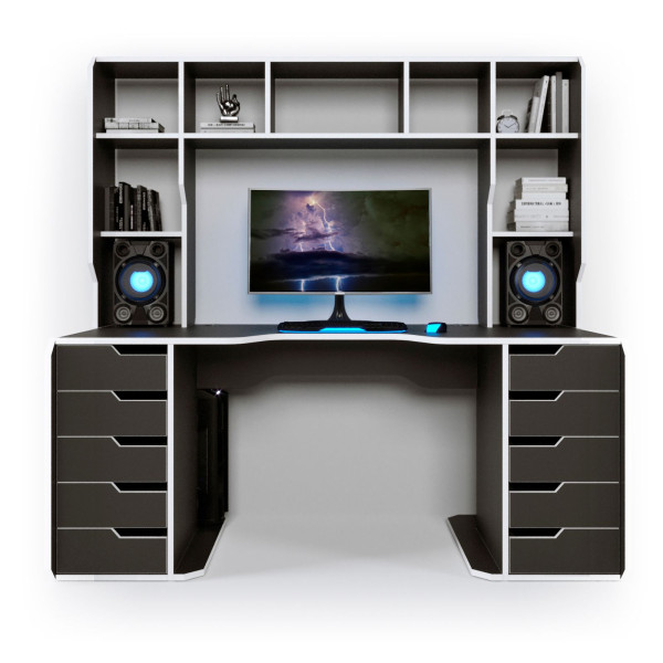 Геймерский стол Viking-4L (1800x870/920 мм) черный-белый Zeus-Game