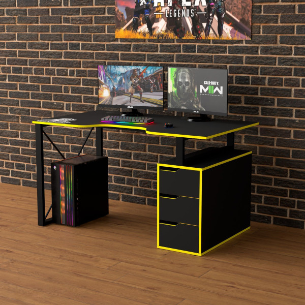 Геймерський стіл LOFT-18 чорно-жовтий Rasin