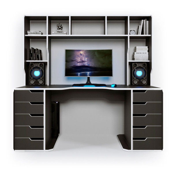 Геймерский стол Viking-3S (1600x800/850 мм) черный-белый Zeus-Game