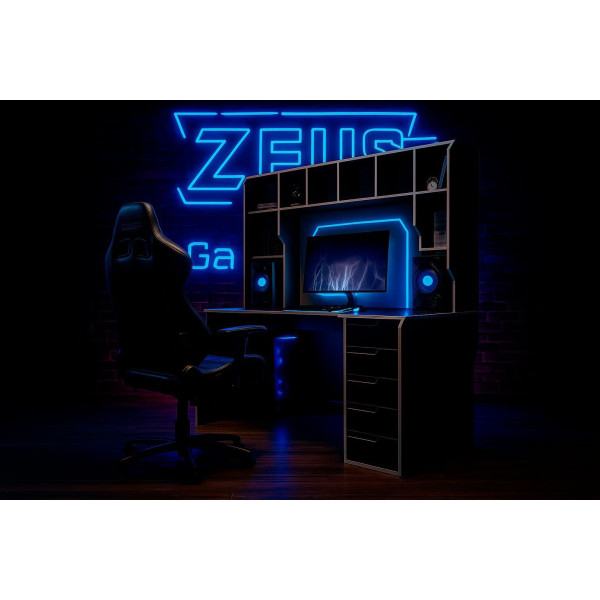Геймерский стол Viking-3S (1600x800/850 мм) черный-белый Zeus-Game