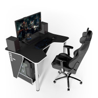 Геймерский стол IGROK-3 черный-белый Zeus-Game
